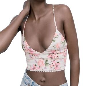Zara Floral Crop Top Size Large- New